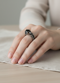 Load image into Gallery viewer, Black Cubic Zirconia Stone Scull ring in Stainless Steel
