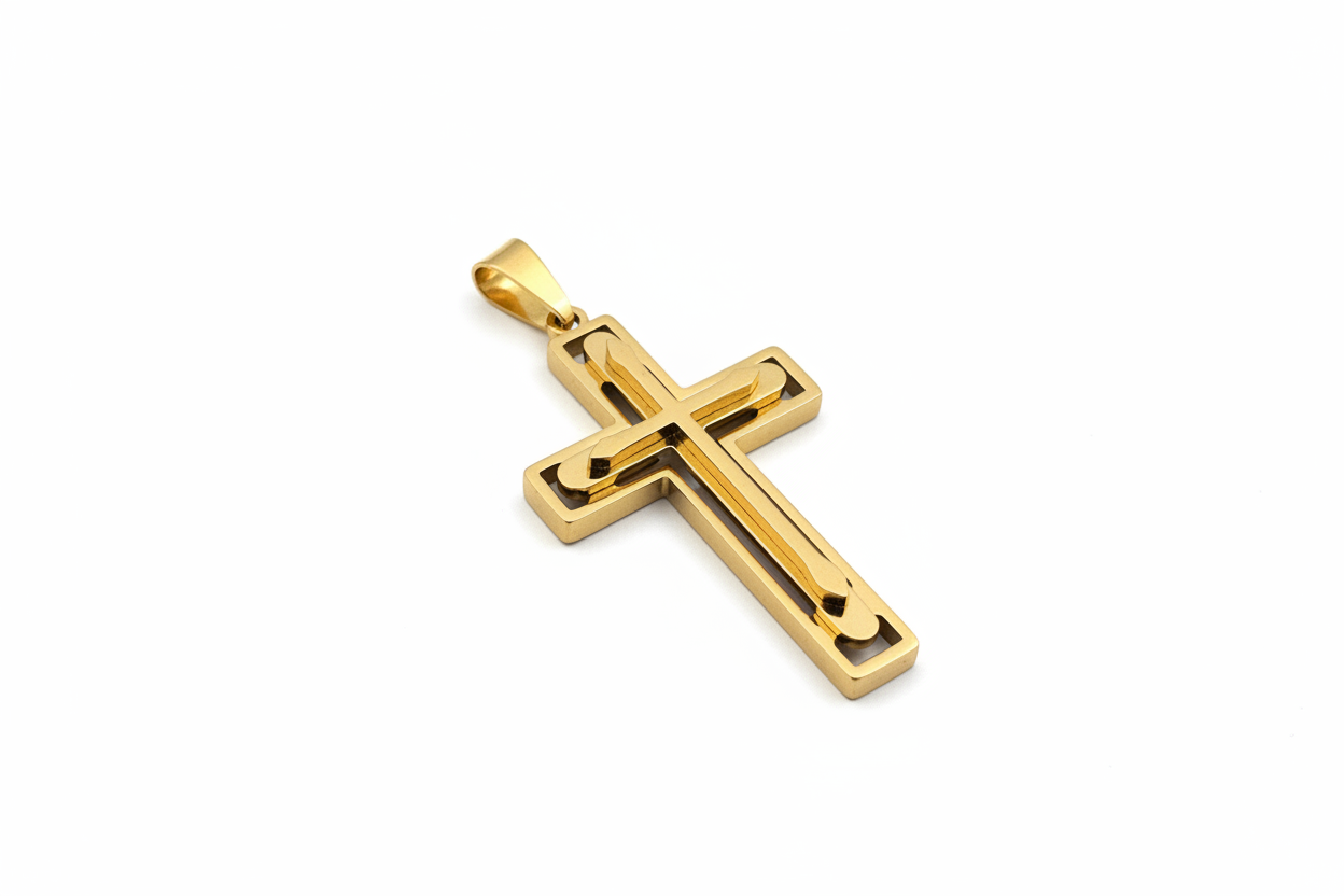 Gold Tri-Layer Layered Latin Cross