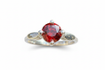 Load image into Gallery viewer, 925 Sterling Silver Ring with Ruby color 4 claw lab grown stone
