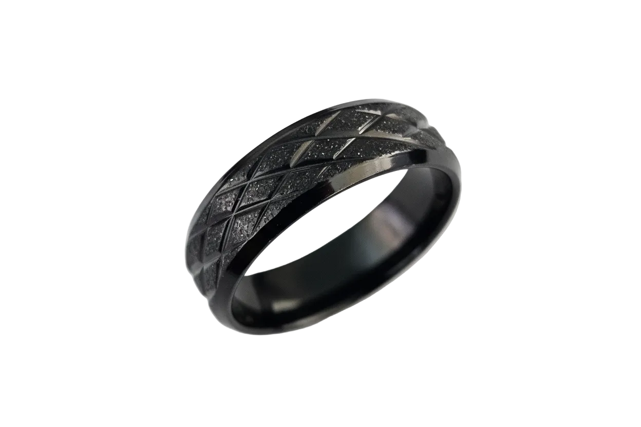 7.5mm Black Stainless Steel Ring
