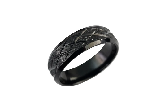 7.5mm Black Stainless Steel Ring