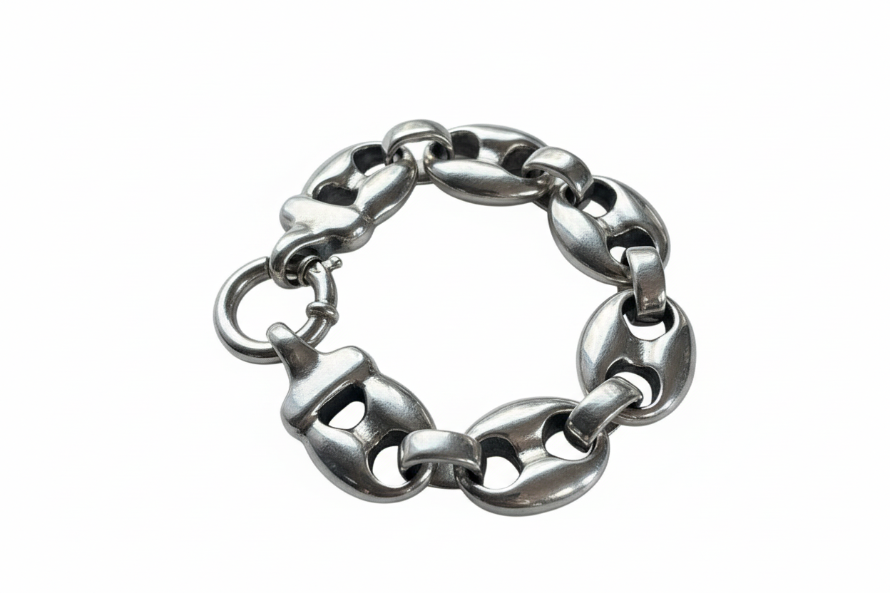 Puffed Gucci Link Silver Bracelet