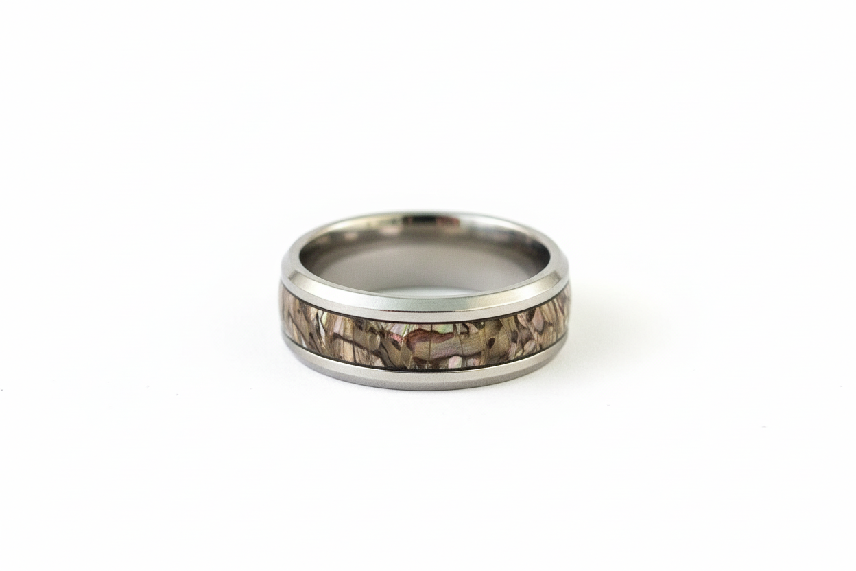 Dinosaur Bone Inlay Stainless Steel Ring