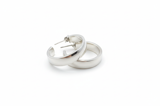 Flat Hoop Sterling Silver Earrings