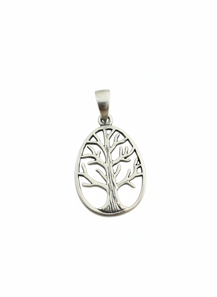 Tree Of Life Egg Shaped Pendant Sterling Silver
