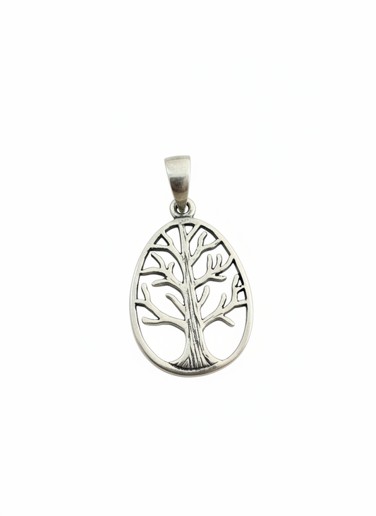 Tree Of Life Egg Shaped Pendant Sterling Silver