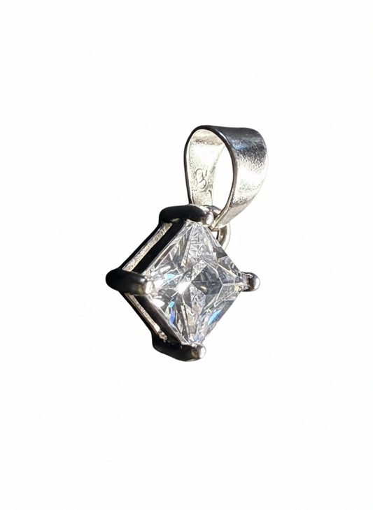 Square Cubic Zirconia Sterling Silver Pendant
