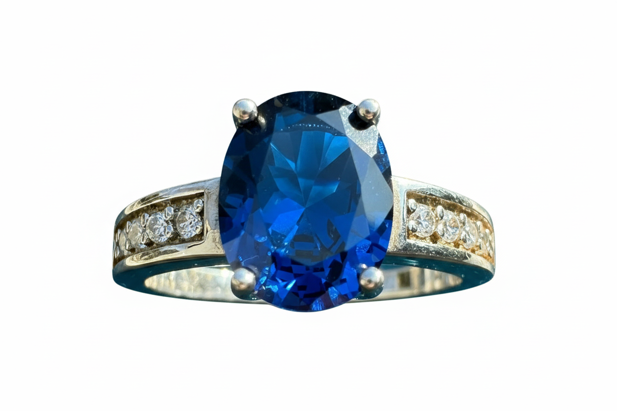 925 Sterling Silver ring with Sapphire lab grown stone