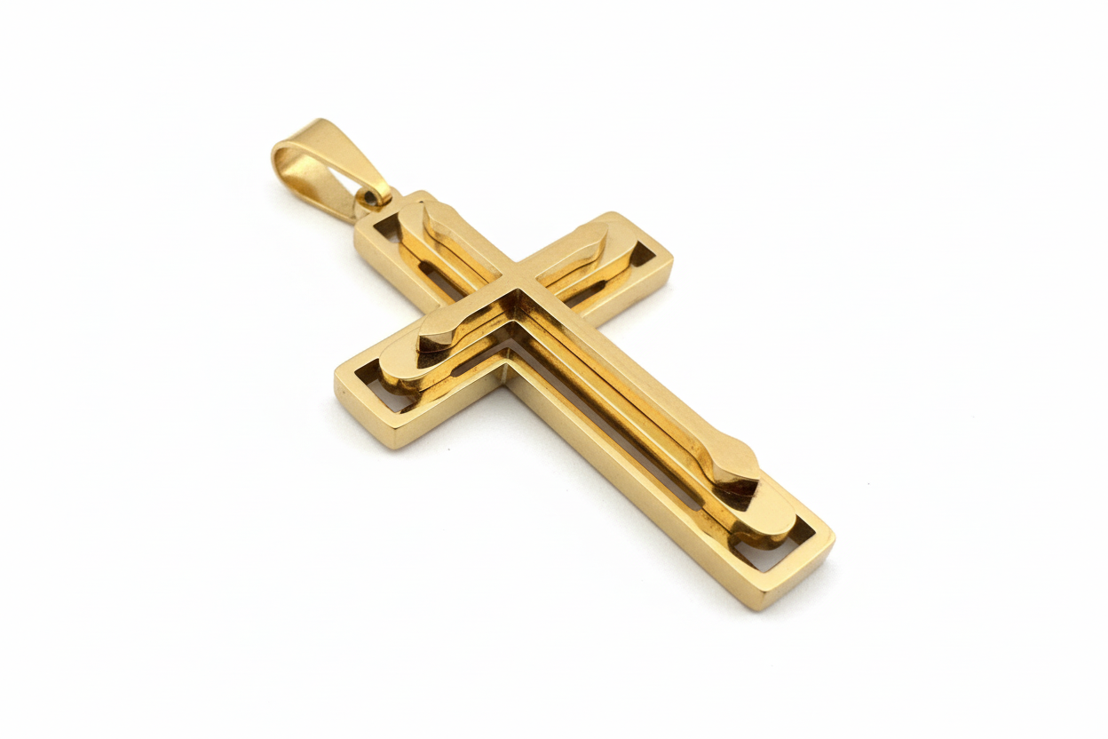 Gold Tri-Layer Layered Latin Cross