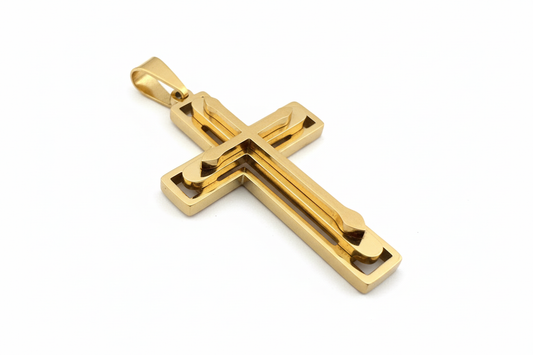 Gold Tri-Layer Layered Latin Cross