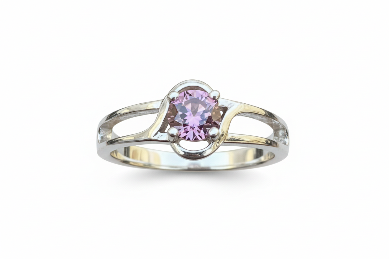 925 Sterling Silver Morganite lab crown stone