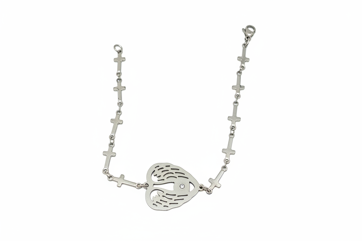 Heart on Cross Bracelet