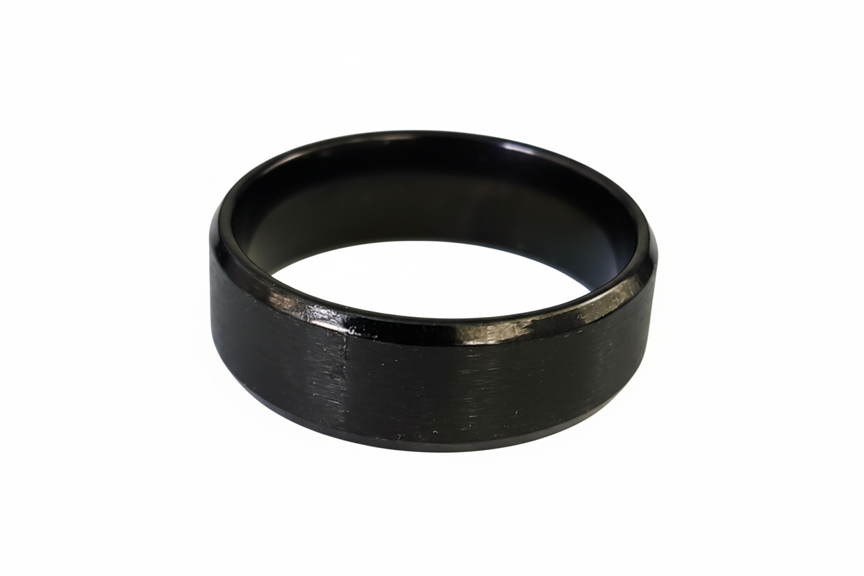 7.75mm Black Stainless Steel Ring
