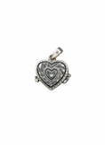 Load image into Gallery viewer, Vintage Heart Box with Green Cubics Sterling Silver Pendant

