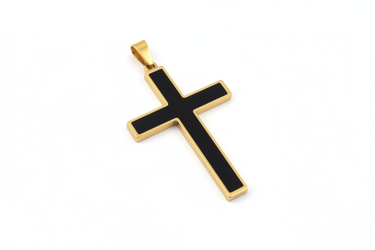 Black Inlay Gold Latin Cross