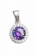 Load image into Gallery viewer, Purple Round Cubic Pendant Sterling Silver
