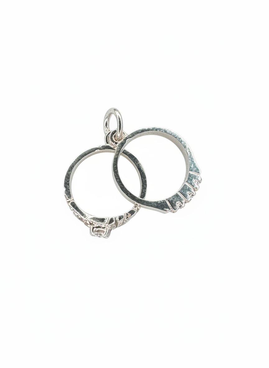 Tiny Double Ring Sterling Silver Pendant