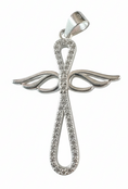 Load image into Gallery viewer, Infinity Angel Wing Cubic Cross Sterling Silver Pendant
