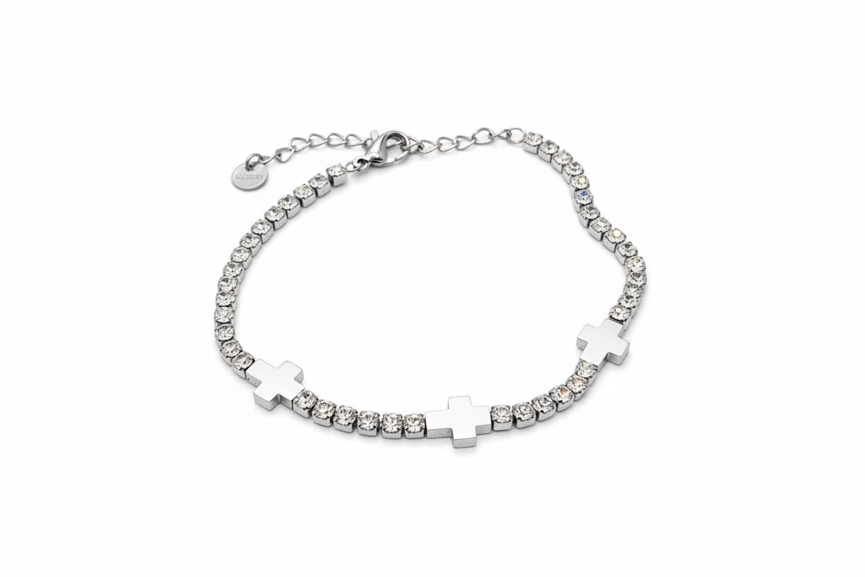 Cross Tennis Bracelet