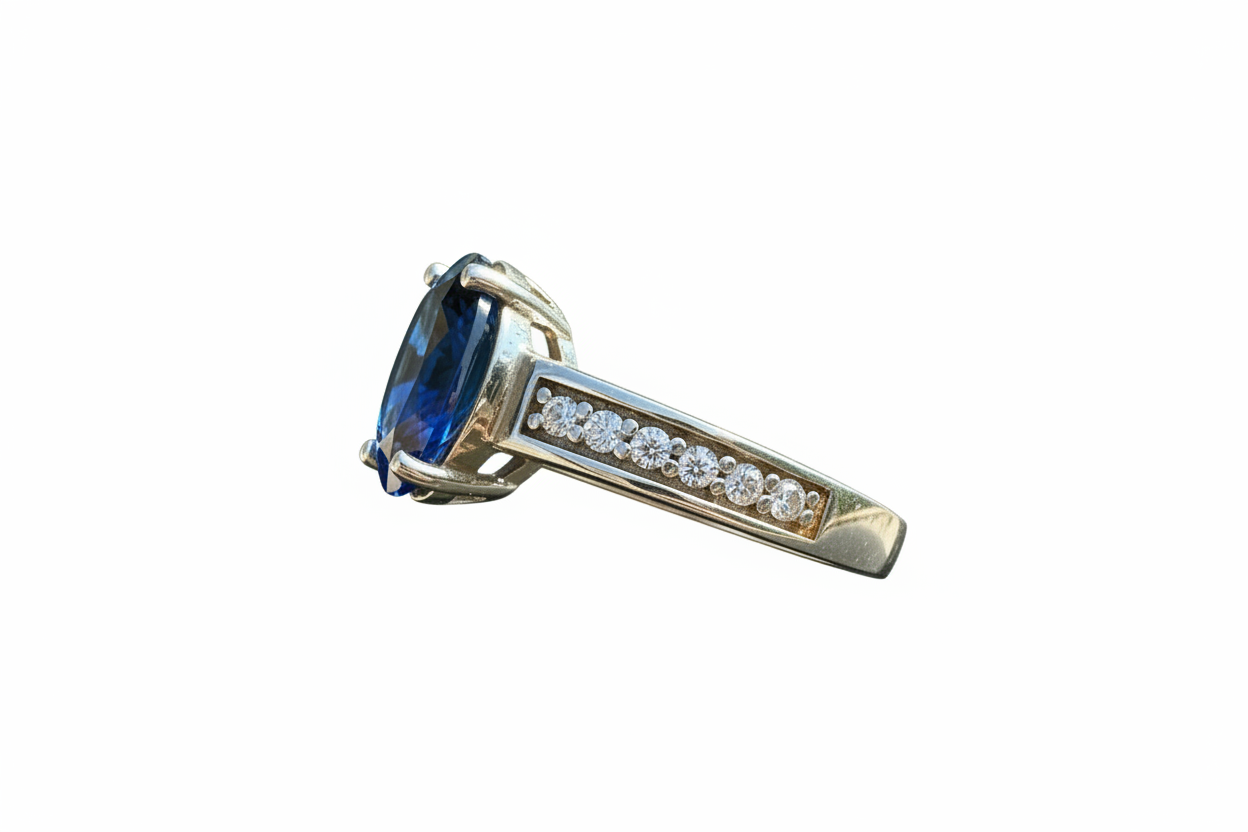925 Sterling Silver ring with Sapphire lab grown stone