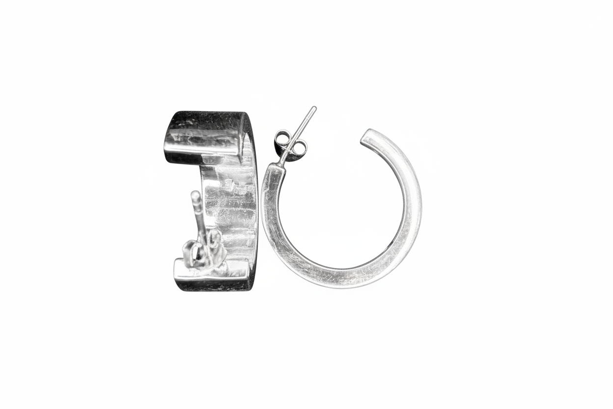 Hoop Butterfly Electroform Sterling Silver Earrings