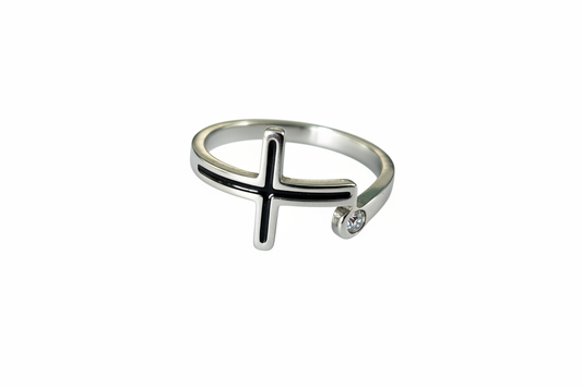 Cross with Cubic Zirconia Stone Stainless Steel Ring