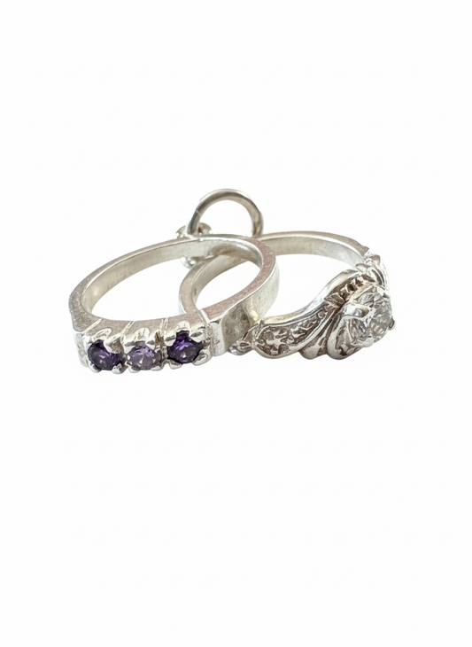 Tiny Double Ring Sterling Silver Pendant