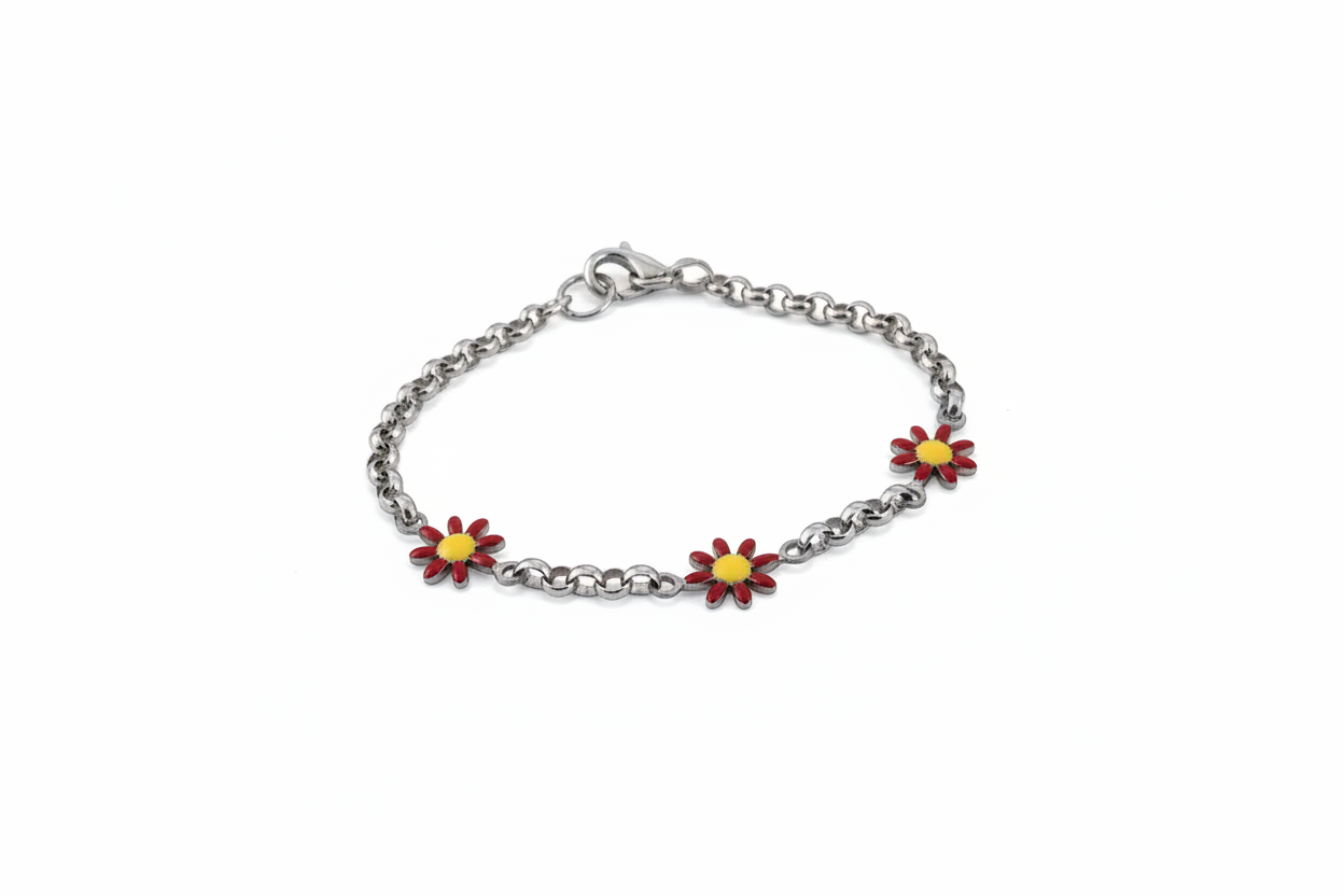 Red and Yellow Daisy Bracelet