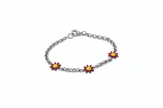 Red and Yellow Daisy Bracelet
