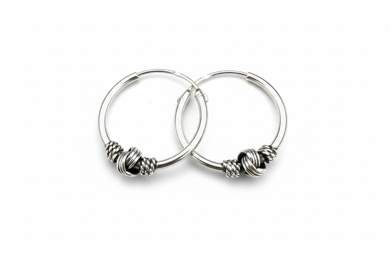 Hoop Knot Sterling Silver Earrings