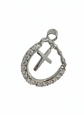 Load image into Gallery viewer, Hanging Cross Pendant Sterling Silver with Cubic Zirconia Stones
