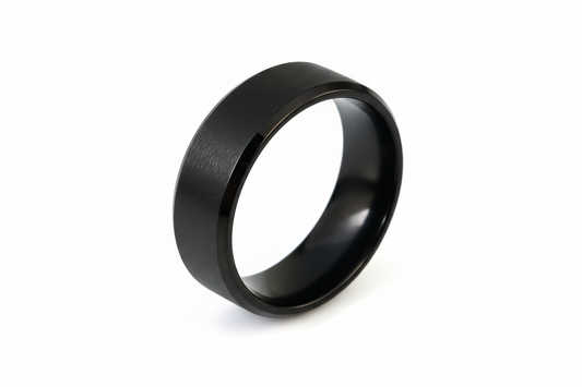 7.75mm Black Stainless Steel Ring