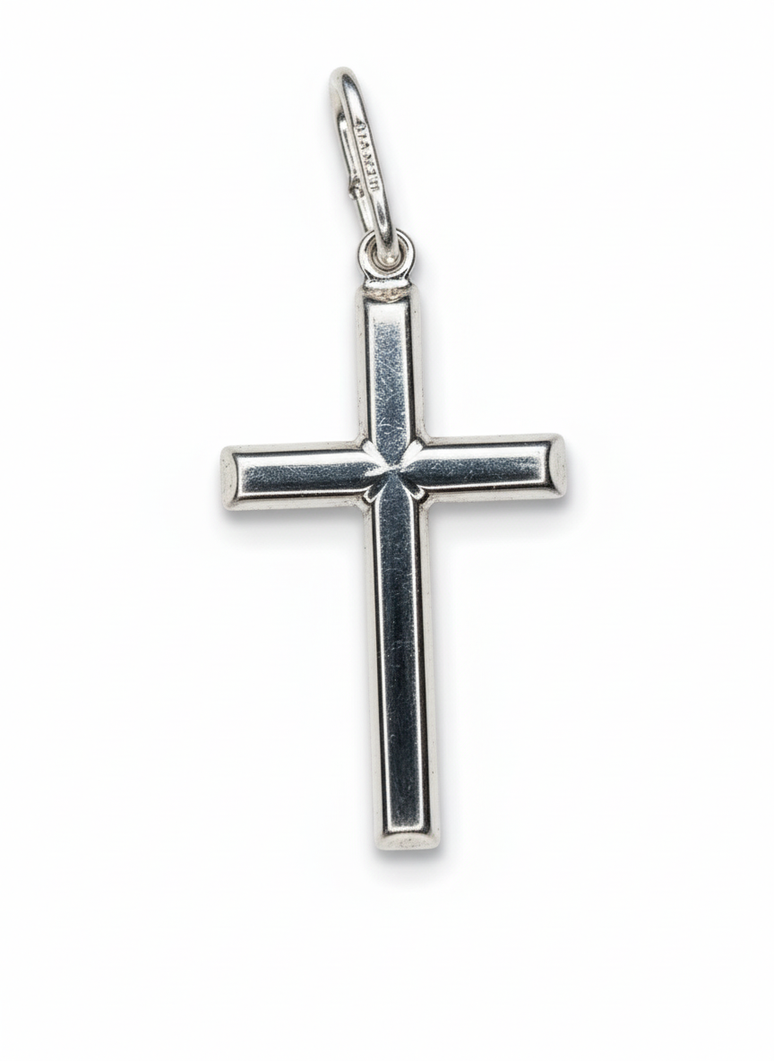 Italy Round Cross Pendant Sterling Silver