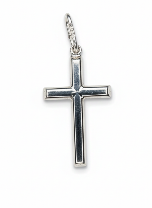 Italy Round Cross Pendant Sterling Silver