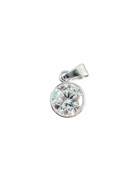 Cubic Zirconia Closed Sterling Silver Pendant