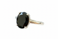 Load image into Gallery viewer, 925 Sterling Silver ring with black 4 claw Cubic Zirconia stone
