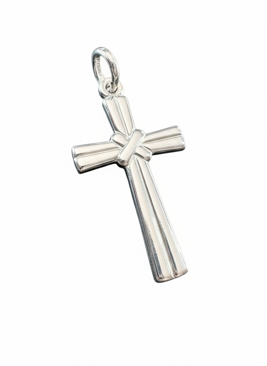 X Line Cross Sterling Silver Pendant