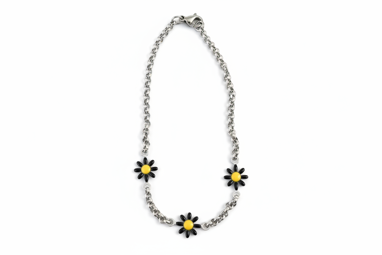 Black and Yellow Daisy Bracelet