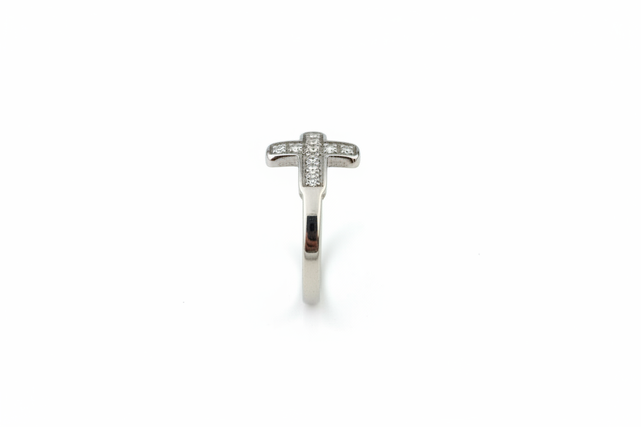 Cross with Cubic Zirconia Stone Stainless Steel Ring