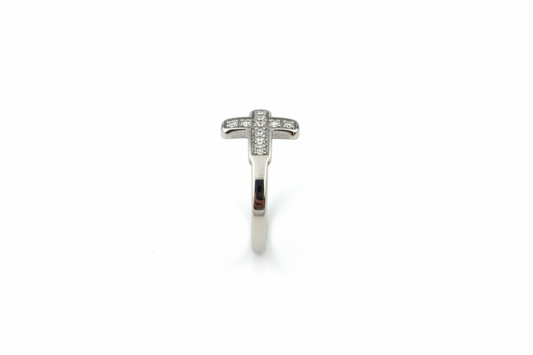 Cross with Cubic Zirconia Stone Stainless Steel Ring