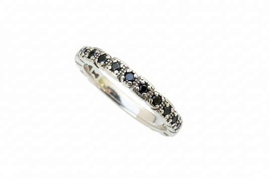 925 Sterling Silver ring with black Cubic Zirconia stone