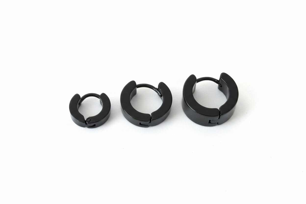Black Huggie Earrings