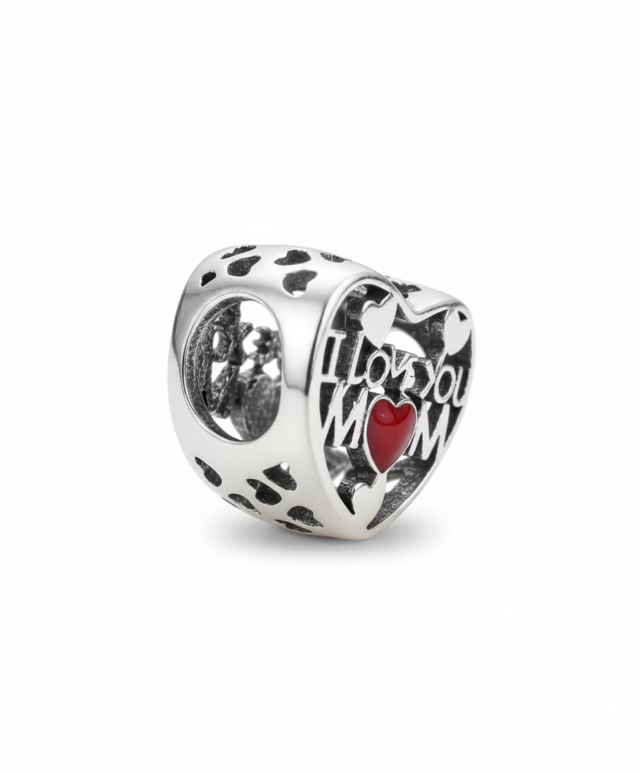 Pandora Compatible I Love you Mom Pendant Sterling Silver