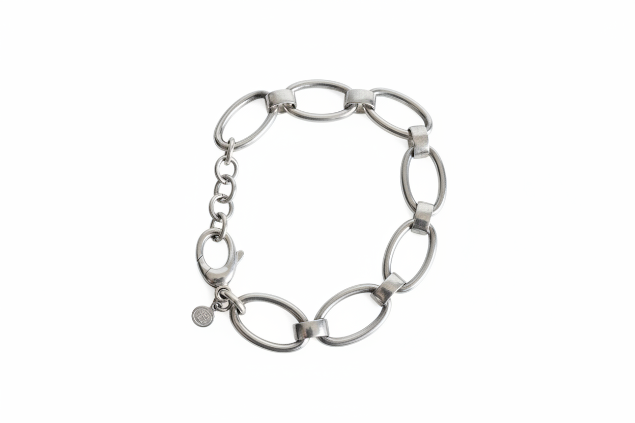 Oval Chain Link Silver Bracelet