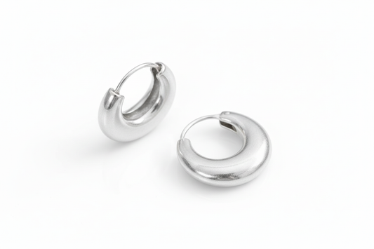 Pair of silver hoop earrings 