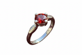 Load image into Gallery viewer, 925 Sterling Silver Ring with Ruby color 4 claw lab grown stone
