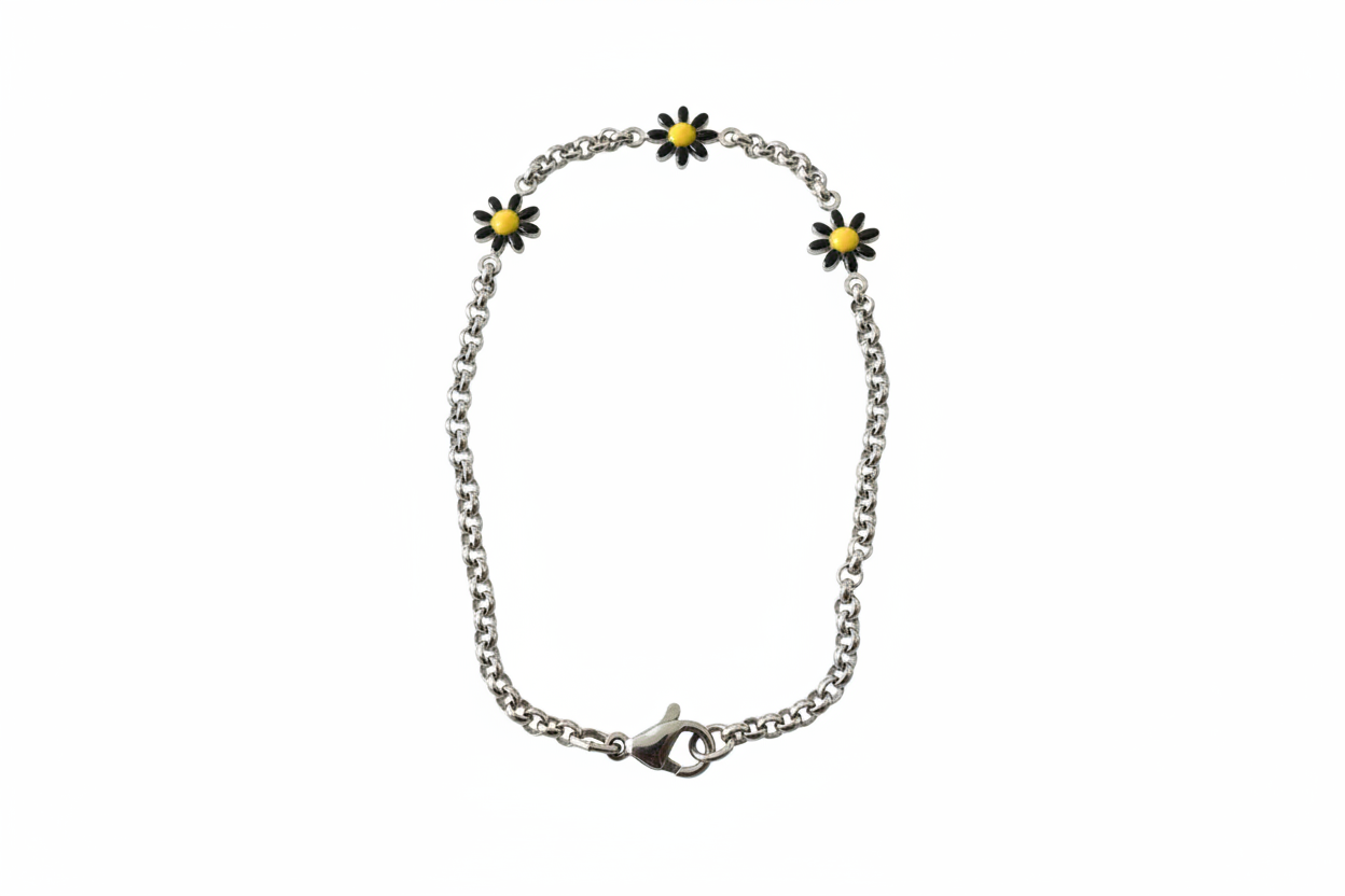 Black and Yellow Daisy Bracelet