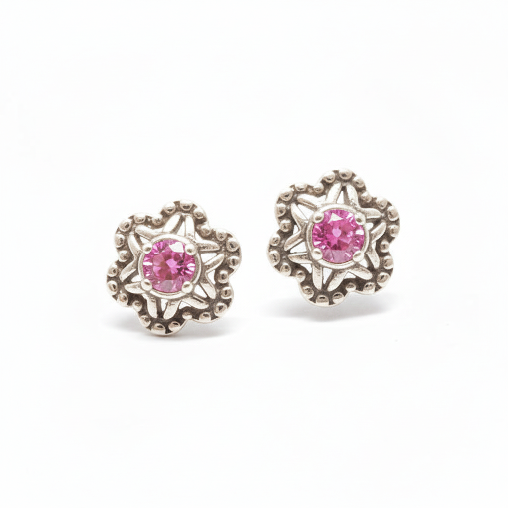 Vintage Starburst 925 Sterling Silver Earrings