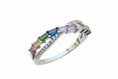 Load image into Gallery viewer, 925 Sterling Silver Rainbow Cubic Ring with Cubic Zirconia stones
