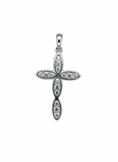 Load image into Gallery viewer, Oval Cross Pendant Sterling Silver with Cubic Zirconia Stones
